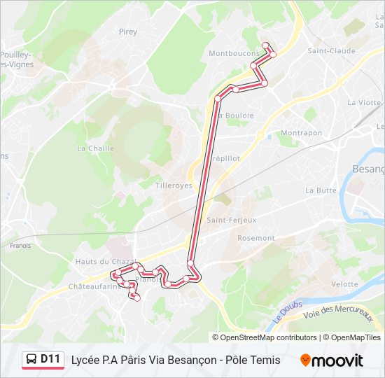 D11 bus Line Map