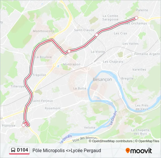 D104 Bus Line Map