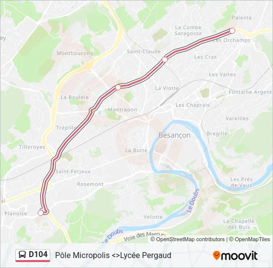D104 Bus Line Map