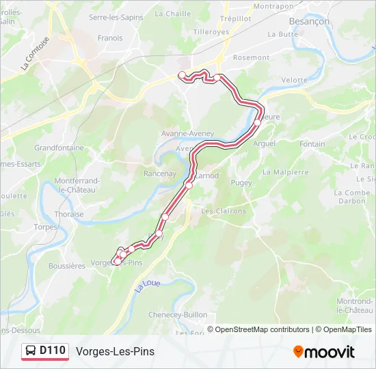 D110 Bus Line Map