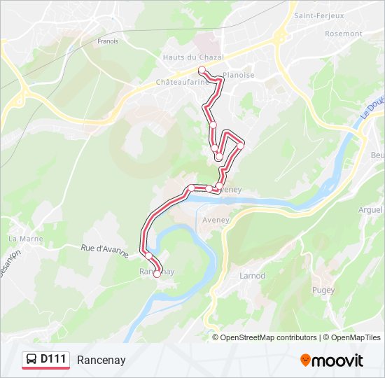 Mapa de D111 de autobús