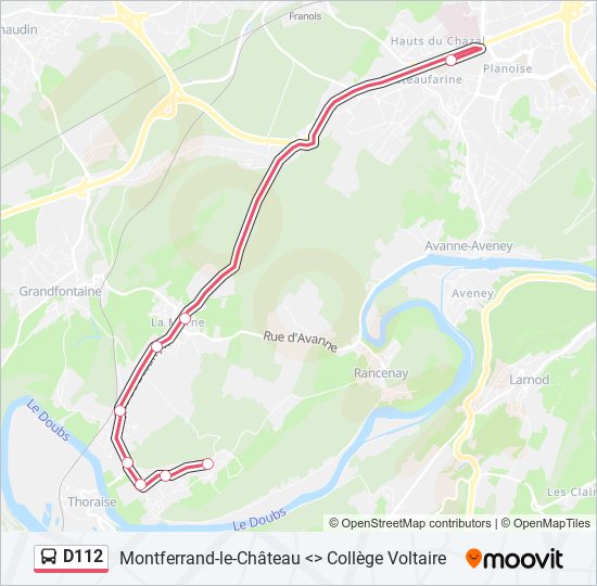 D112 bus Line Map