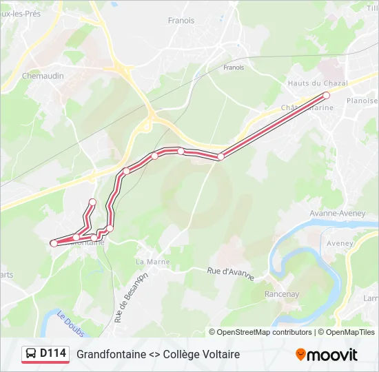 D114 Bus Line Map