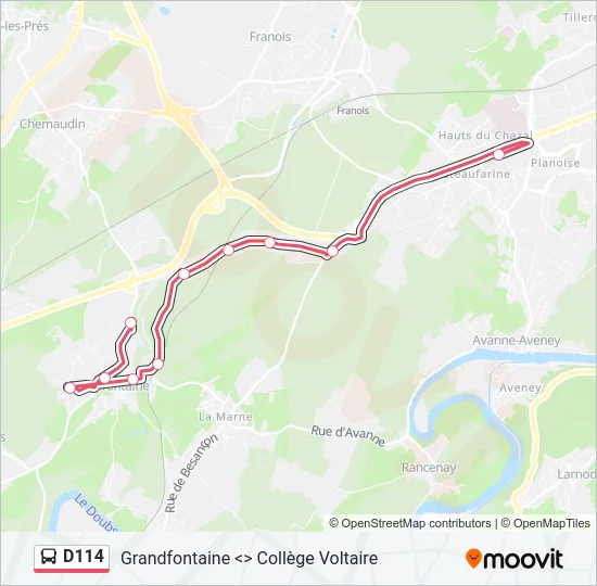 D114 Bus Line Map