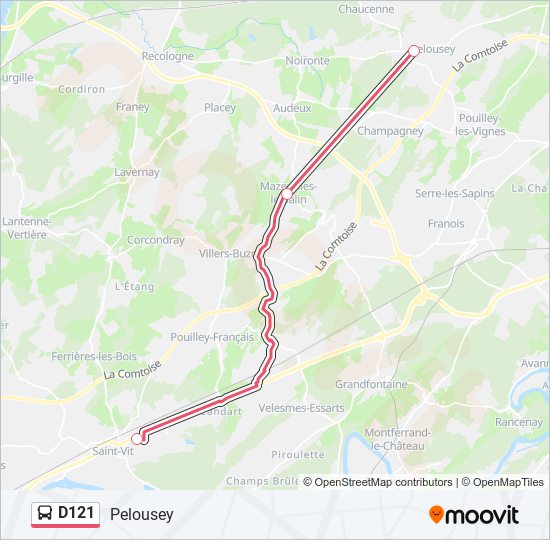 D121 bus Line Map