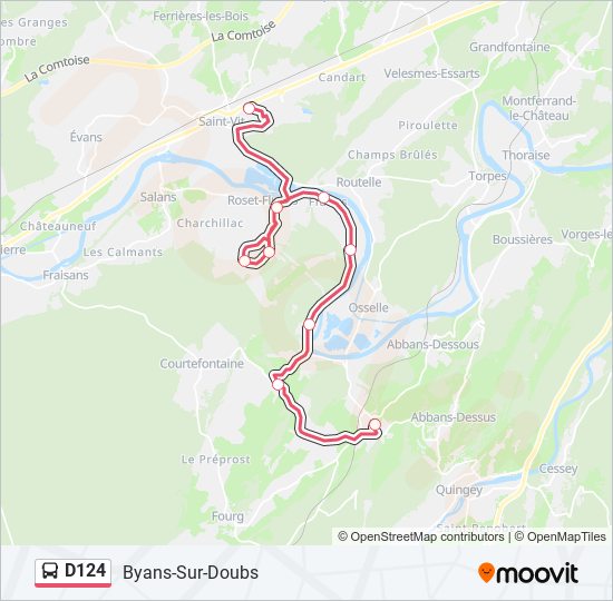 Mapa de D124 de autobús