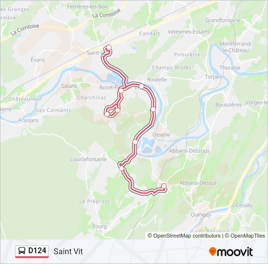 D124 bus Line Map