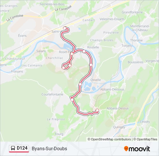 D124 bus Line Map