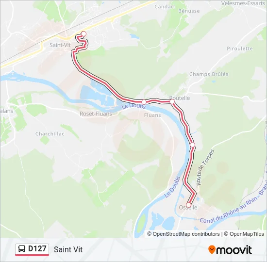 D127 Bus Line Map