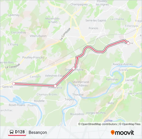 D128 Bus Line Map