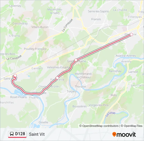 D128 Bus Line Map