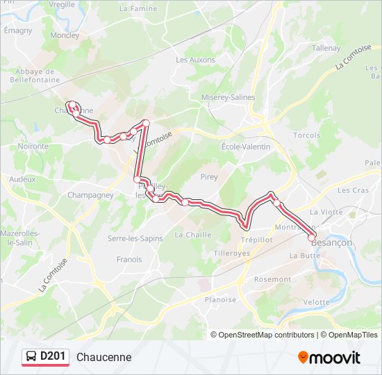 Mapa de D201 de autobús