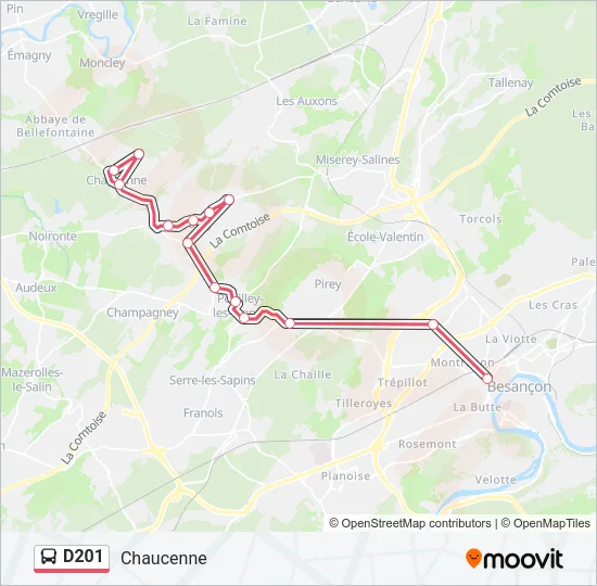 D201 Bus Line Map
