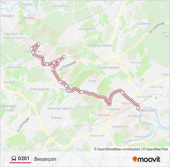 D201 Bus Line Map