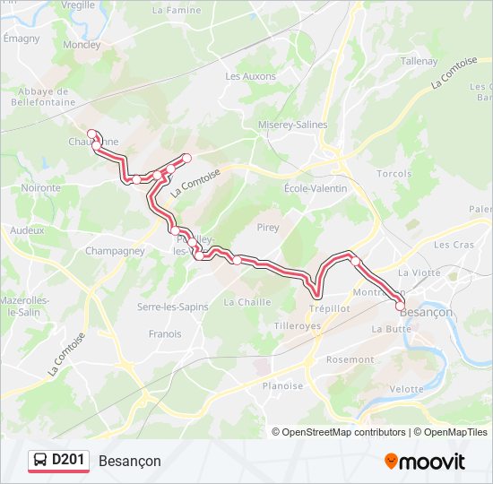 D201 bus Line Map