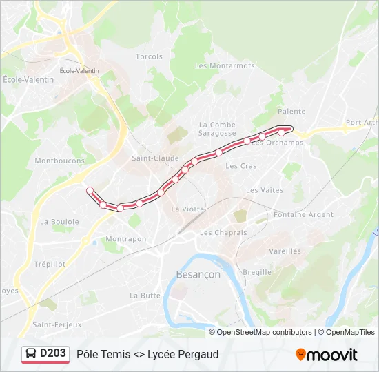 D203 Bus Line Map