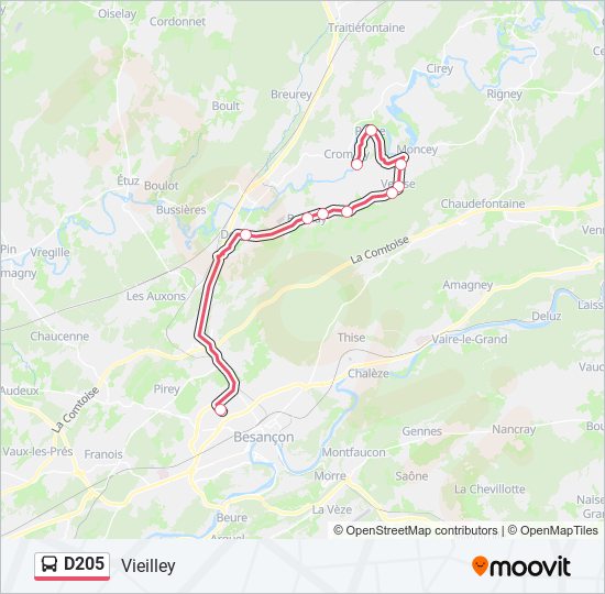 D205 bus Line Map