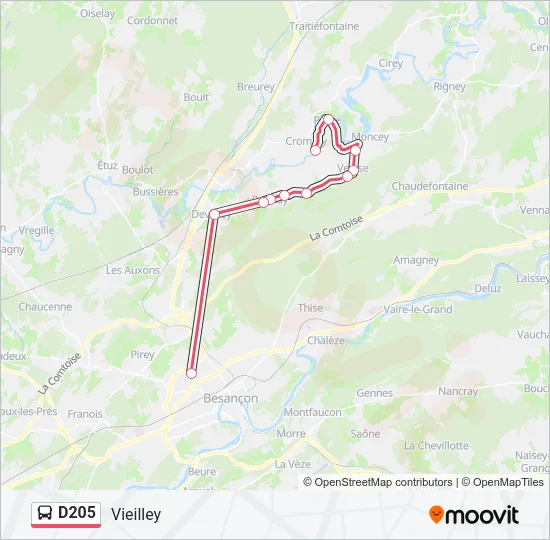 D205 Bus Line Map