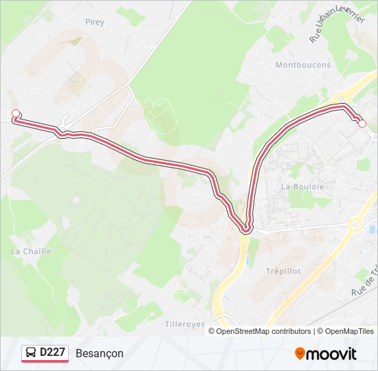 D227 bus Line Map