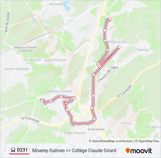 Mapa de D231 de autobús