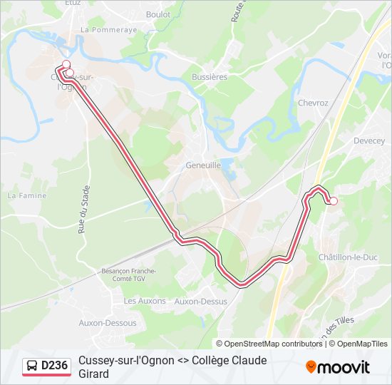 Plan de la ligne D236 de bus