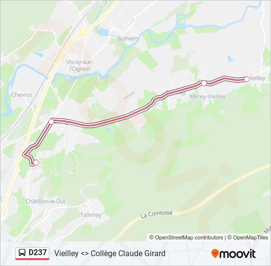 Plan de la ligne D237 de bus