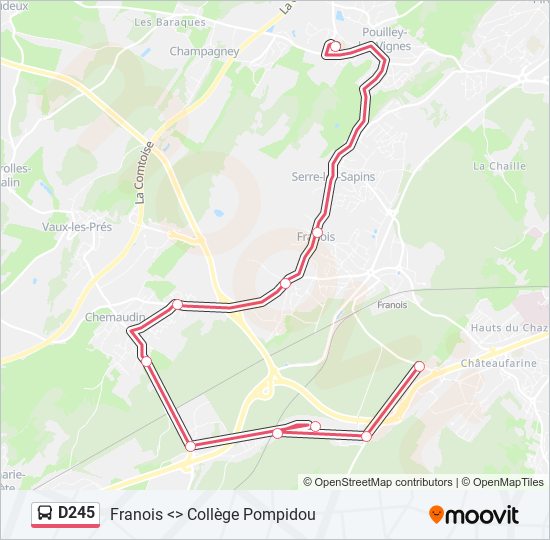 Plan de la ligne D245 de bus