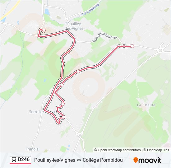 Plan de la ligne D246 de bus