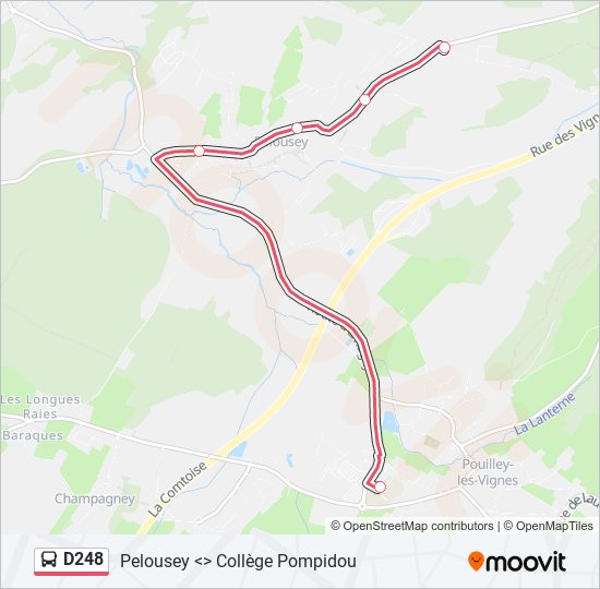 Plan de la ligne D248 de bus