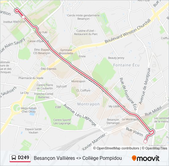 D249 bus Line Map