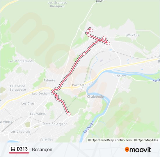 Plan de la ligne D313 de bus