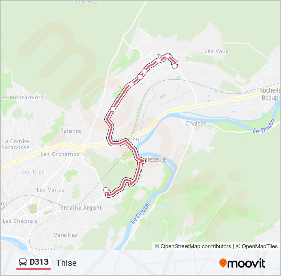 D313 bus Line Map