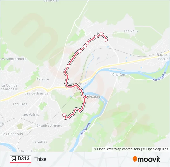 D313 Bus Line Map