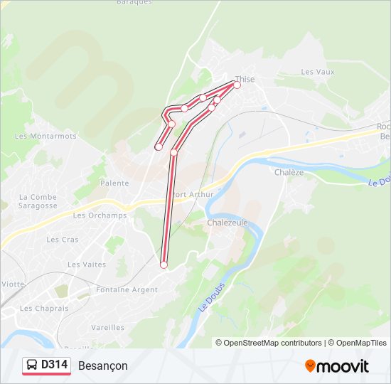 Plan de la ligne D314 de bus