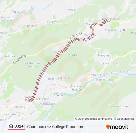 Mapa de D324 de autobús