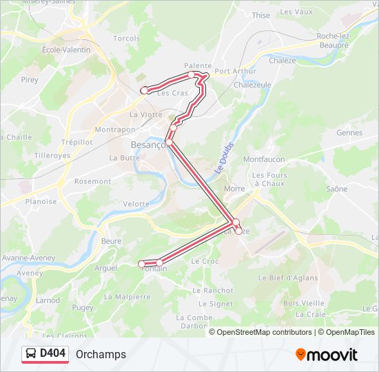 Mapa de D404 de autobús