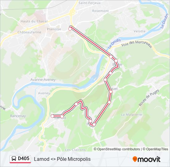 Plan de la ligne D405 de Autobús