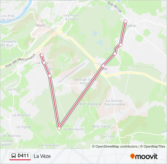 D411 Bus Line Map