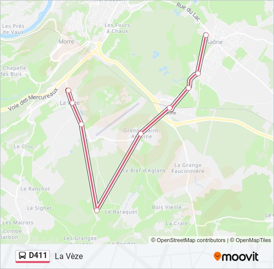 D411 bus Line Map