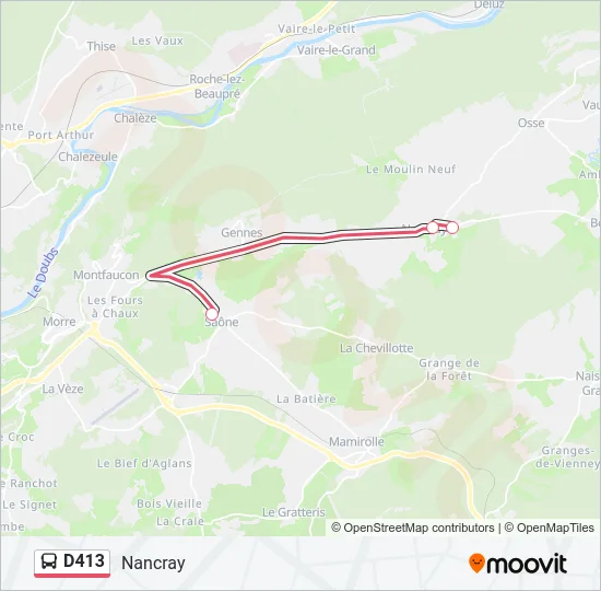 D413 Bus Line Map
