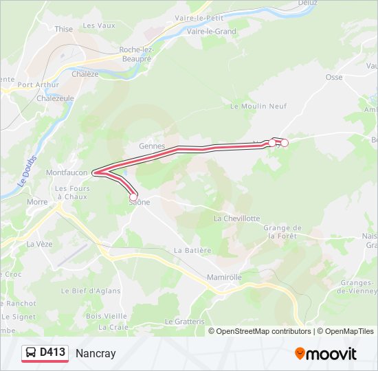 D413 bus Line Map