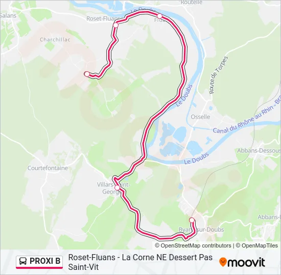 PROXI B Bus Line Map