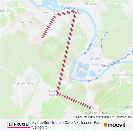 PROXI B Bus Line Map