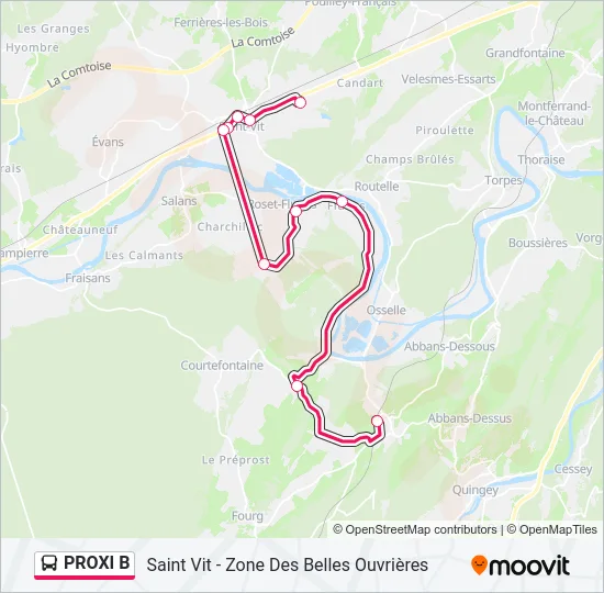 PROXI B Bus Line Map