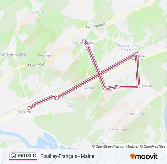 Plan de la ligne PROXI C de bus