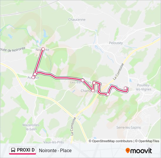 Plan de la ligne PROXI D de bus