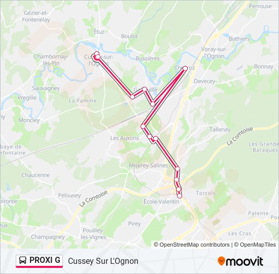 Plan de la ligne PROXI G de bus