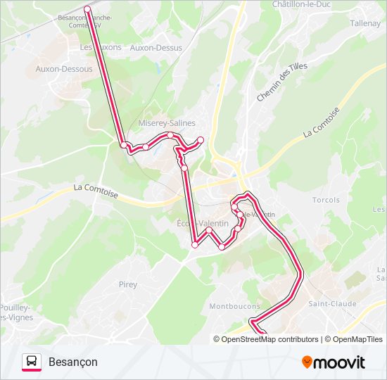 Plan de la ligne PROXI TGV 1 de bus