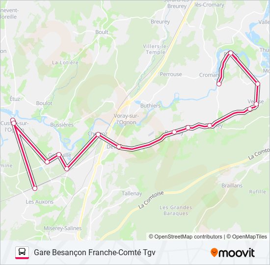 Plan de la ligne PROXI TGV 4 de bus