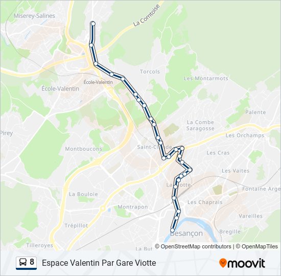 Plan de la ligne 8 de bus